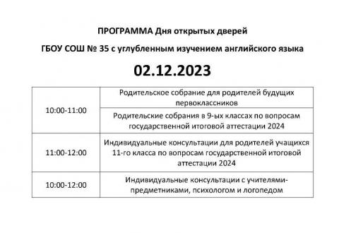 ДЕНЬ ОТКРЫТЫХ ДВЕРЕЙ 02.12.2023 ДЕНЬ ОТКРЫТЫХ ДВЕРЕЙ 02.12.2023